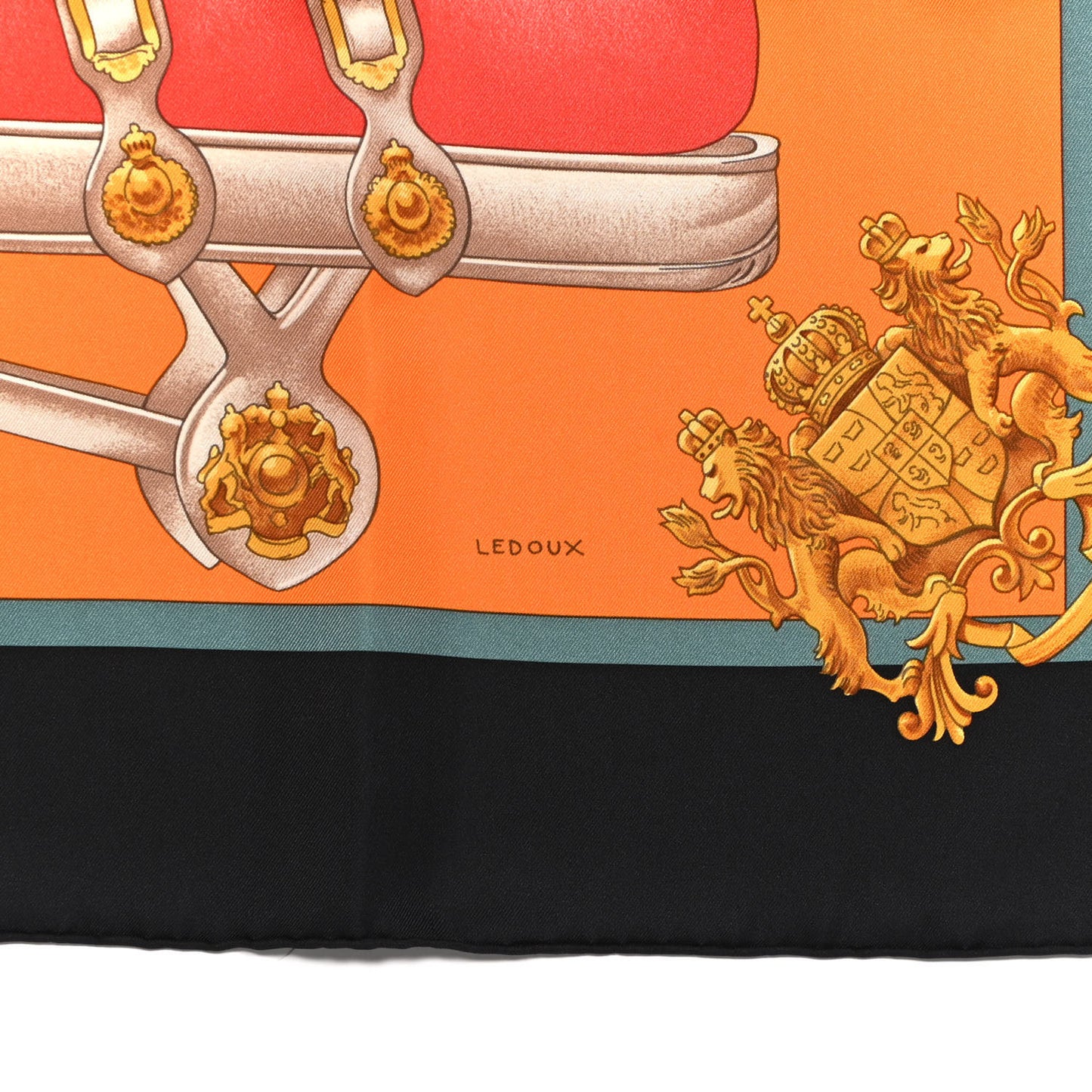 Silk Harnais De Cour Scarf 90 Black Orange Rouge