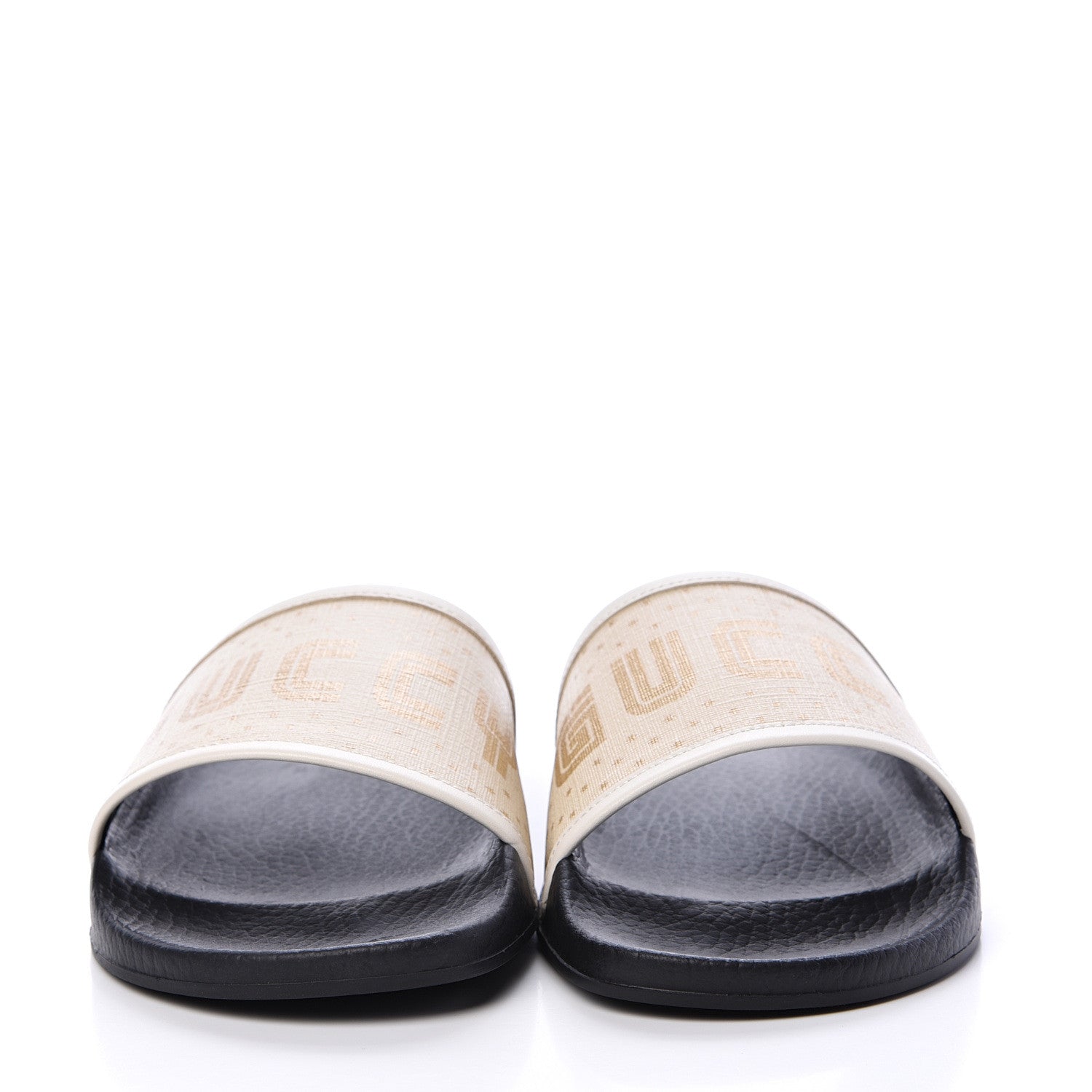 Gucci X SEGA Supreme Canvas GUCCY Stars Womens Slide Sandals 38 Mystic White Gold 2 of 8