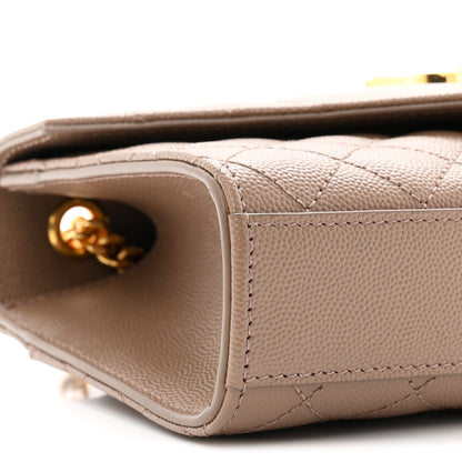 Saint Laurent Grain De Poudre Textured Mixed Matelasse Triquilt Small Monogram Satchel Taupe 8 of 10
