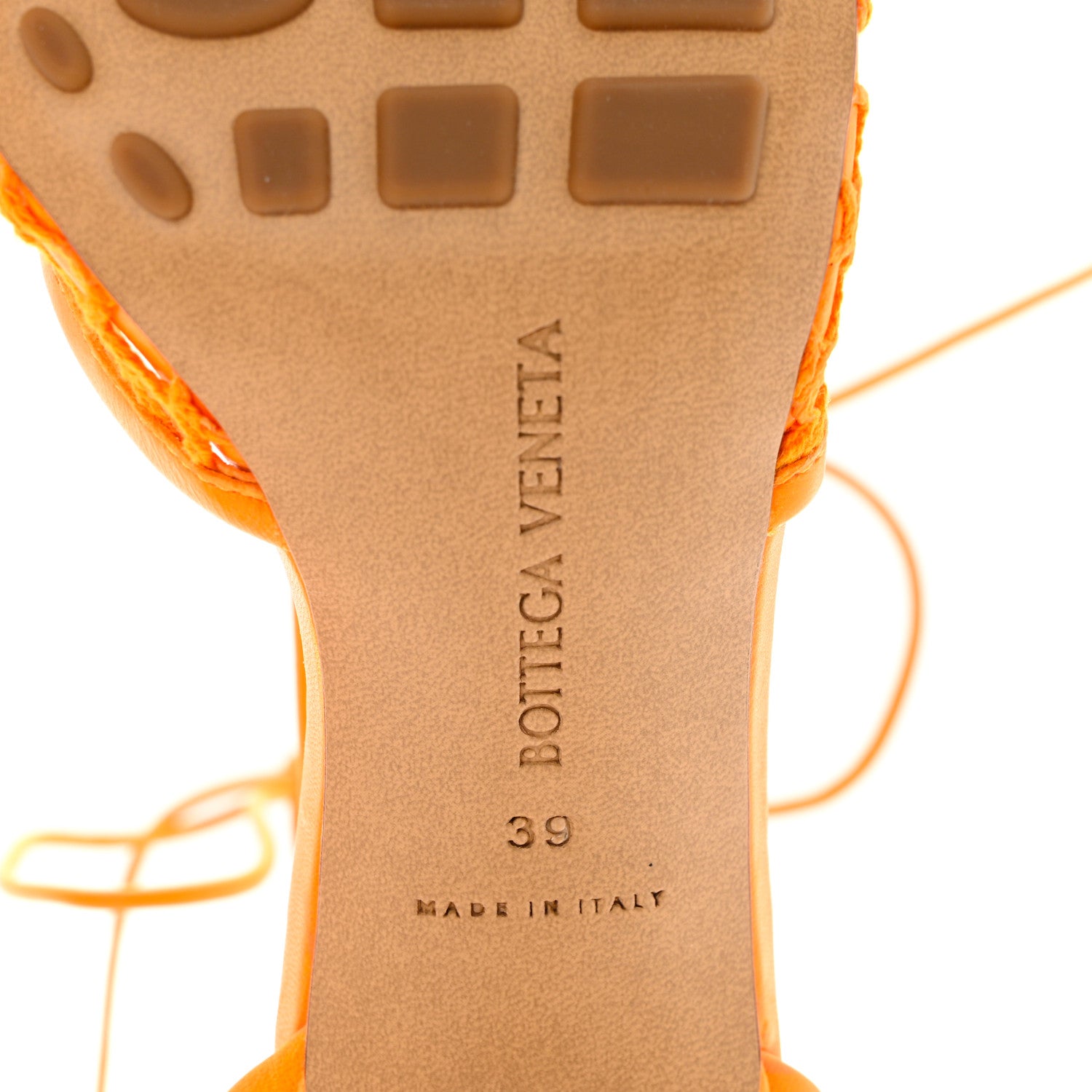 Bottega Veneta Mesh Nappa Stretch Ankle Tie Sandals 39 Tangerine 6 of 8
