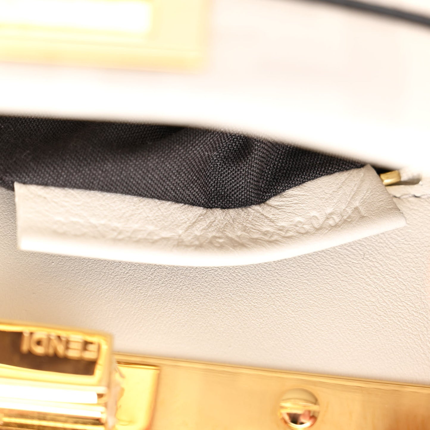 Glazed Fabric Nappa FF Disco Girls Inlay Mini Peekaboo Iconic Satchel Bianco Perla Multicolor