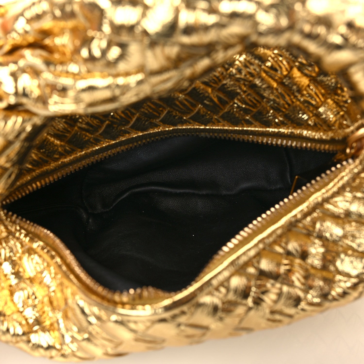 Bottega Veneta Laminated Calfskin Pressed Intreccio Mini Jodie Gold 5 of 6
