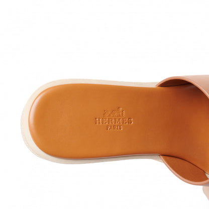Hermes Calfskin Cork Eze 30 Sandals 37 Marron Glaise 8 of 9
