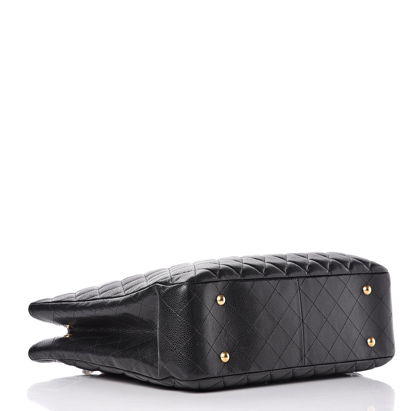 Caviar Quilted Large Classic Shopping Tote Black