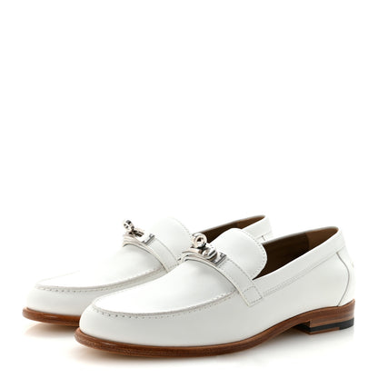 Hermes Calfskin Womens Destin Loafers 36.5 White 4 of 10