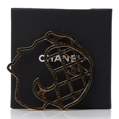 Chanel Crystal Mademoiselle Brooch Black Gold 5 of 5