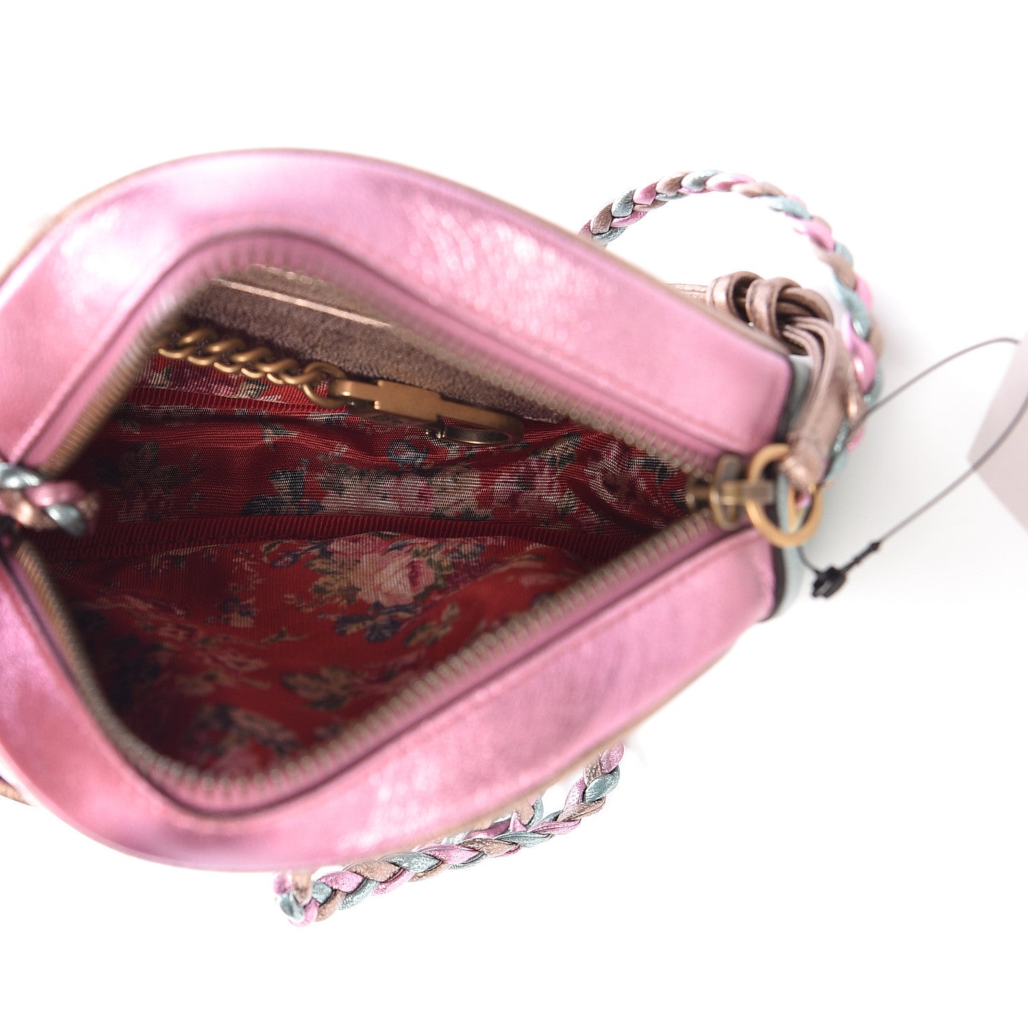 Gucci Laminated Nappa Trapuntata Mini Zumi Dome Shoulder Bag Rosa Lago Rame 5 of 10
