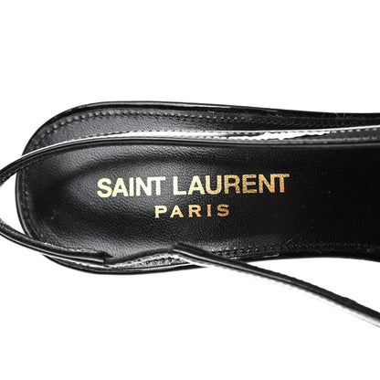 Saint Laurent Patent Luna Slingback Pumps 36 Black 6 of 9