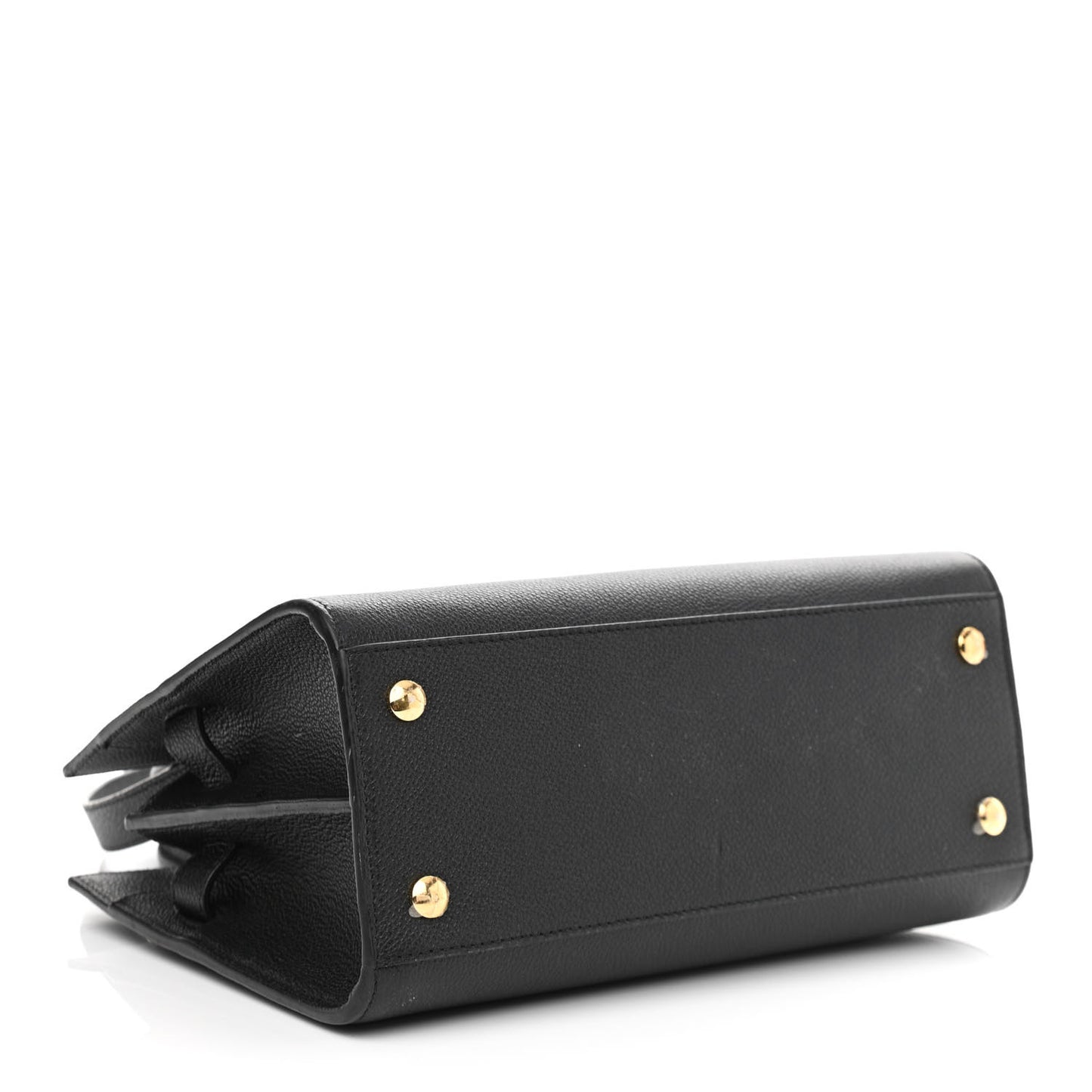Grainy Calfskin Mini Two Handle Title Bag Black