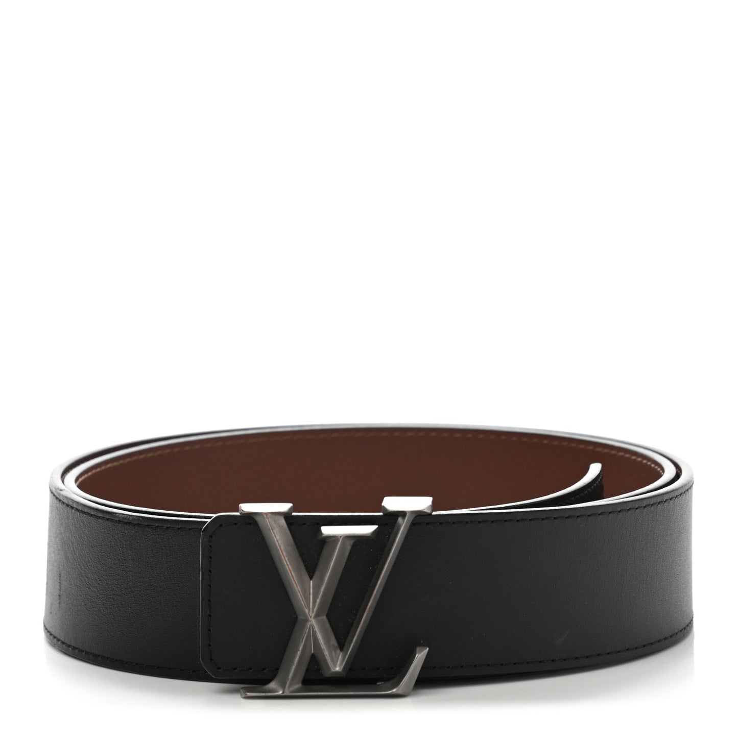 Calfskin 40mm LV Pyramide Reversible Belt 95 38 Black