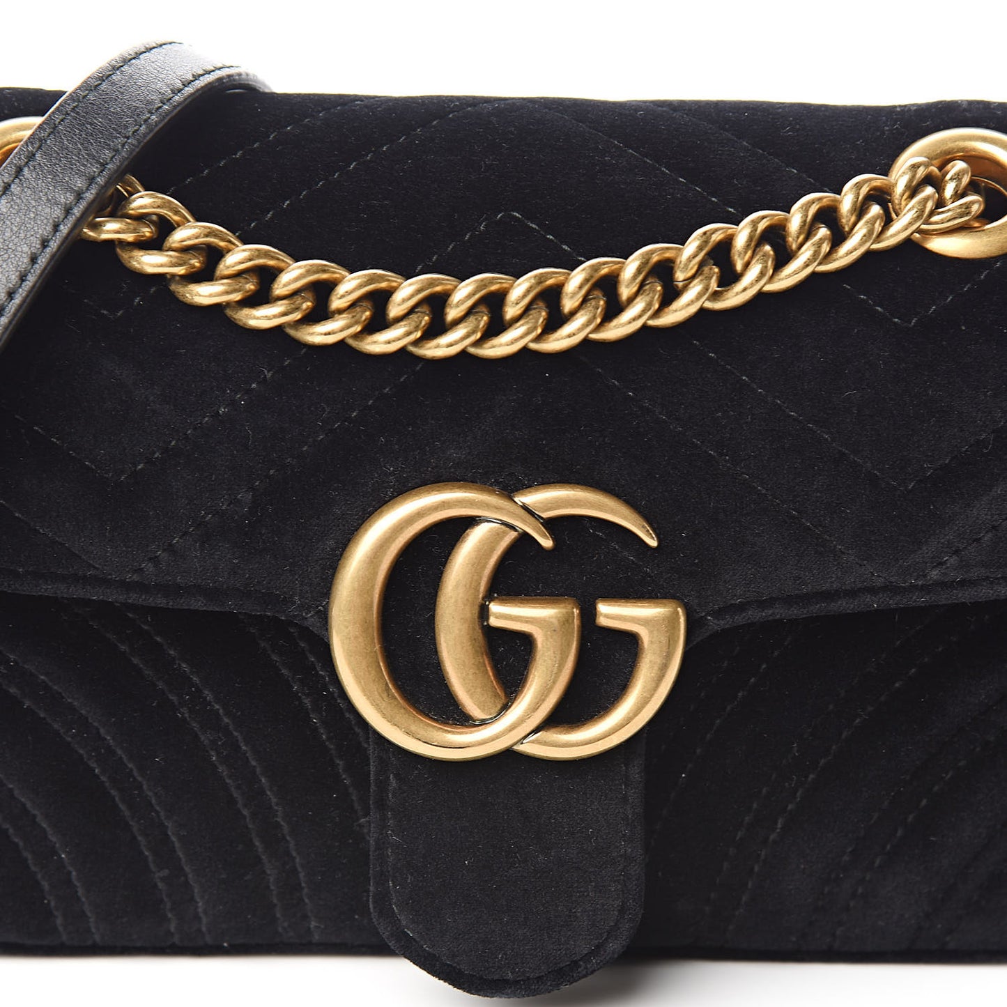 Velvet Matelasse Mini GG Marmont Shoulder Bag Black