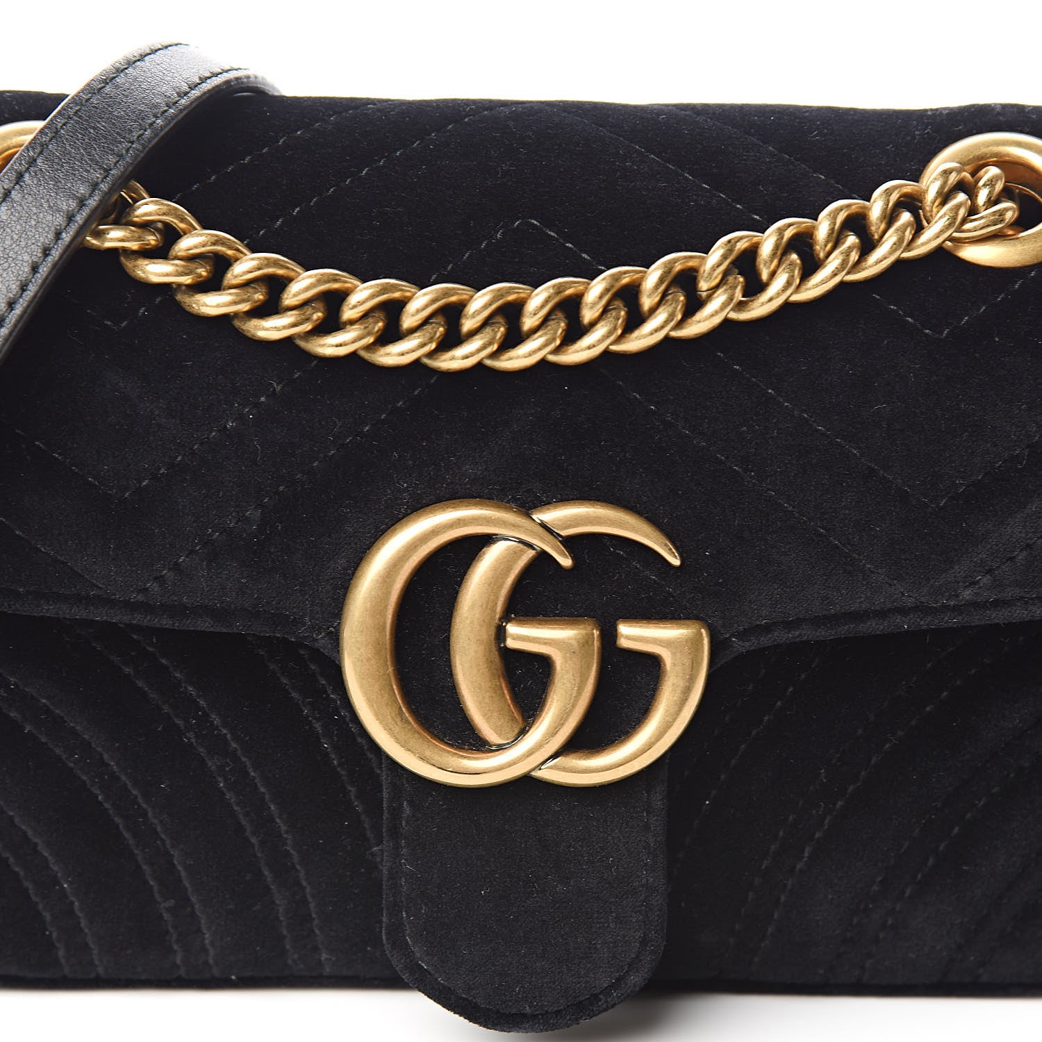 Gucci Velvet Matelasse Mini GG Marmont Shoulder Bag Black 10 of 11