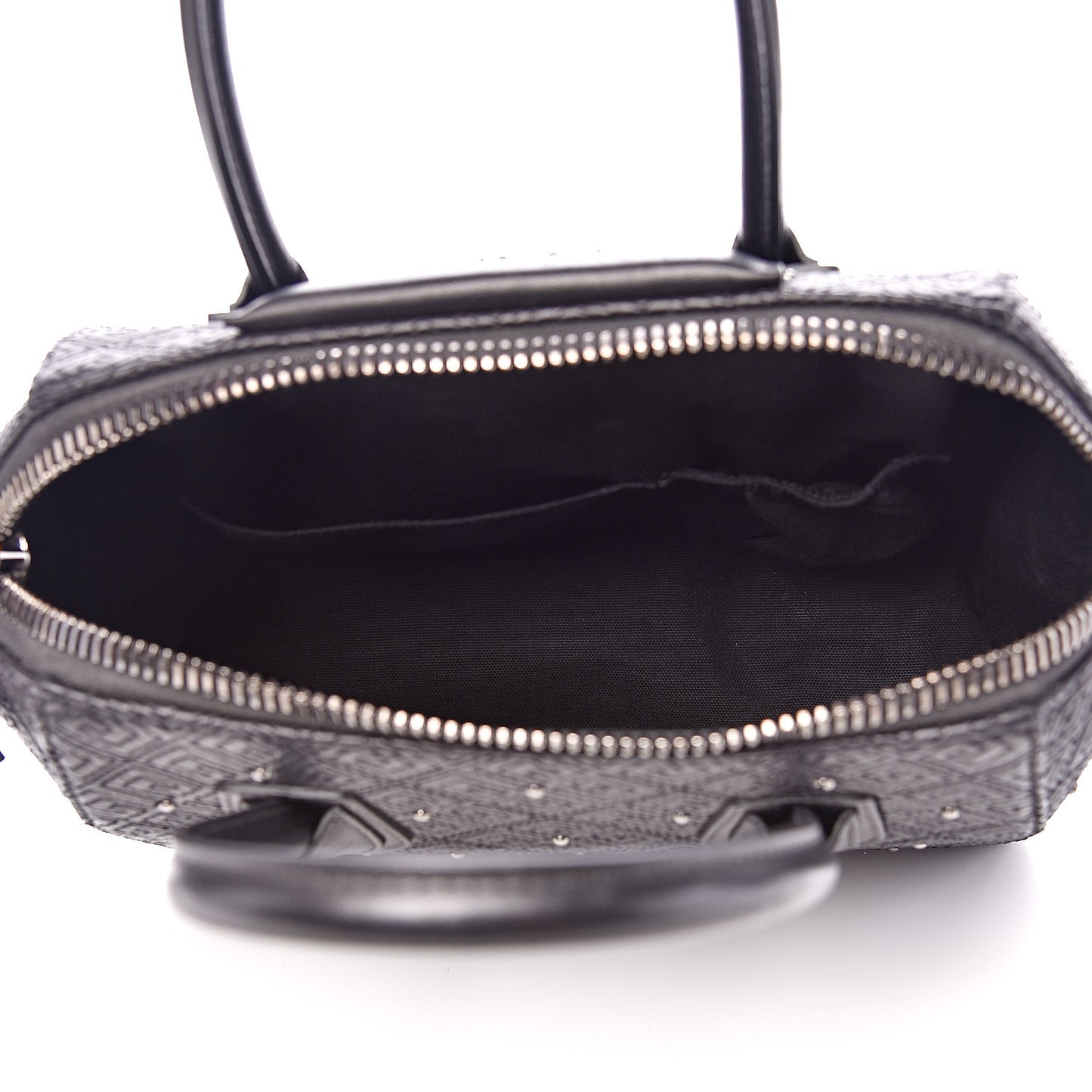 Lambskin Logo Embossed Small Studded Antigona Black