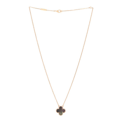 Van Cleef & Arpels 18K Rose Gold Gray Mother of Pearl Vintage Alhambra Pendant Necklace 3 of 6