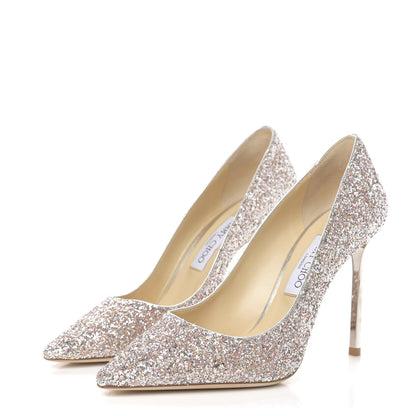 Jimmy Choo Coarse Glitter Romy 100 Pumps 40 Ballet Pink 3 of 9