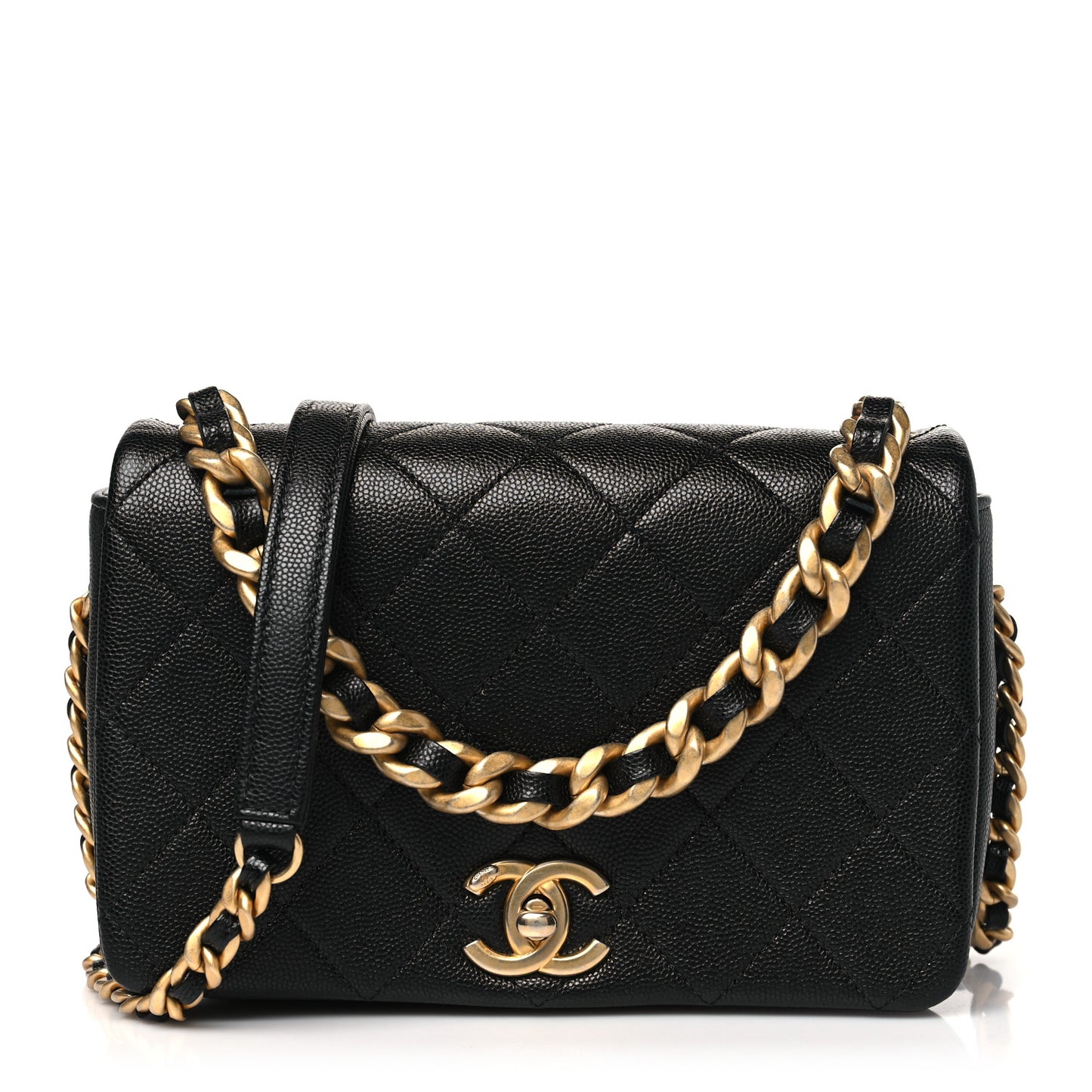 Caviar Quilted Small Fashion Therapy Flap Bag Black