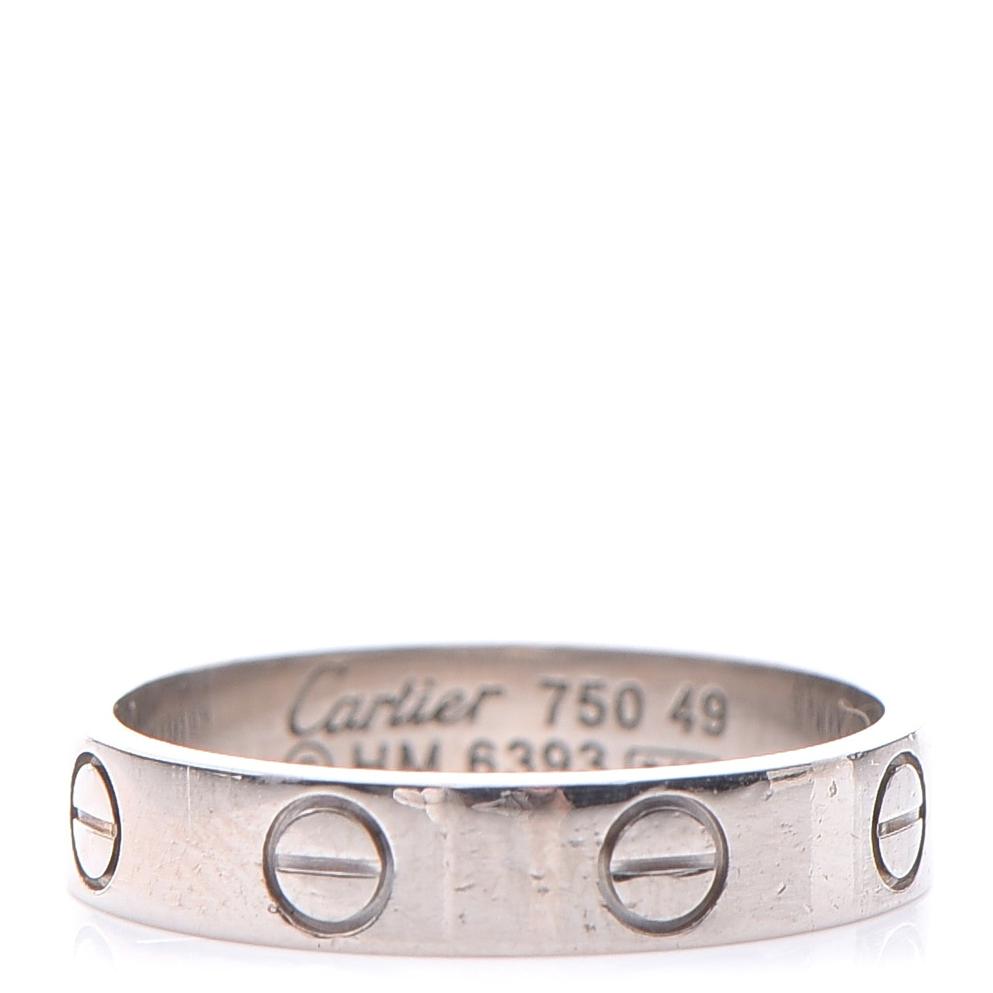 18K White Gold 3.5mm LOVE Wedding Band Ring 49 4.75