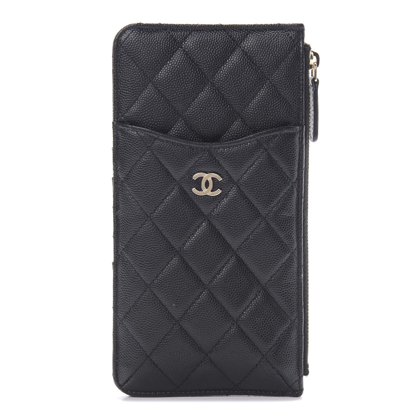 Caviar Quilted Classic Flat Wallet Pouch Black