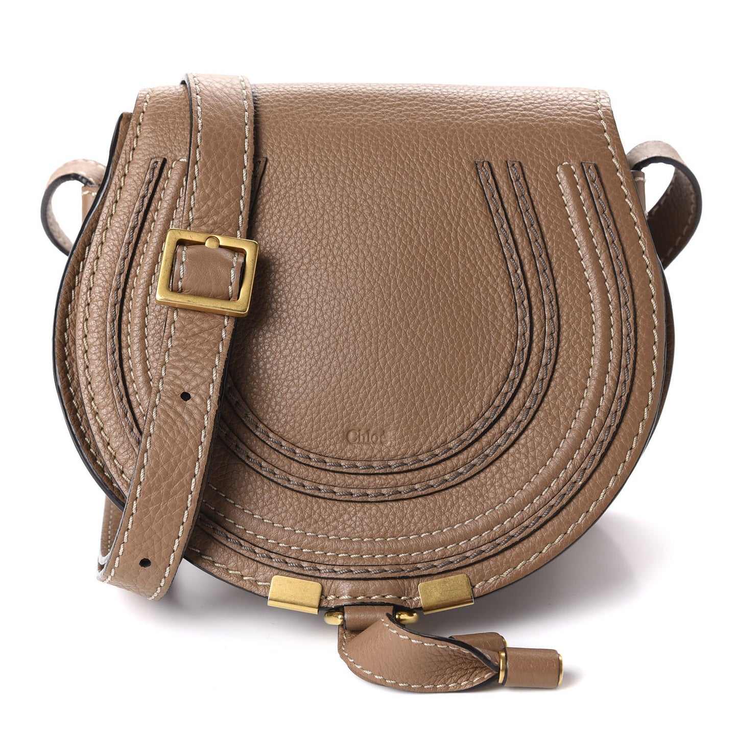 Calfskin Mini Marcie Round Crossbody Bag Nut