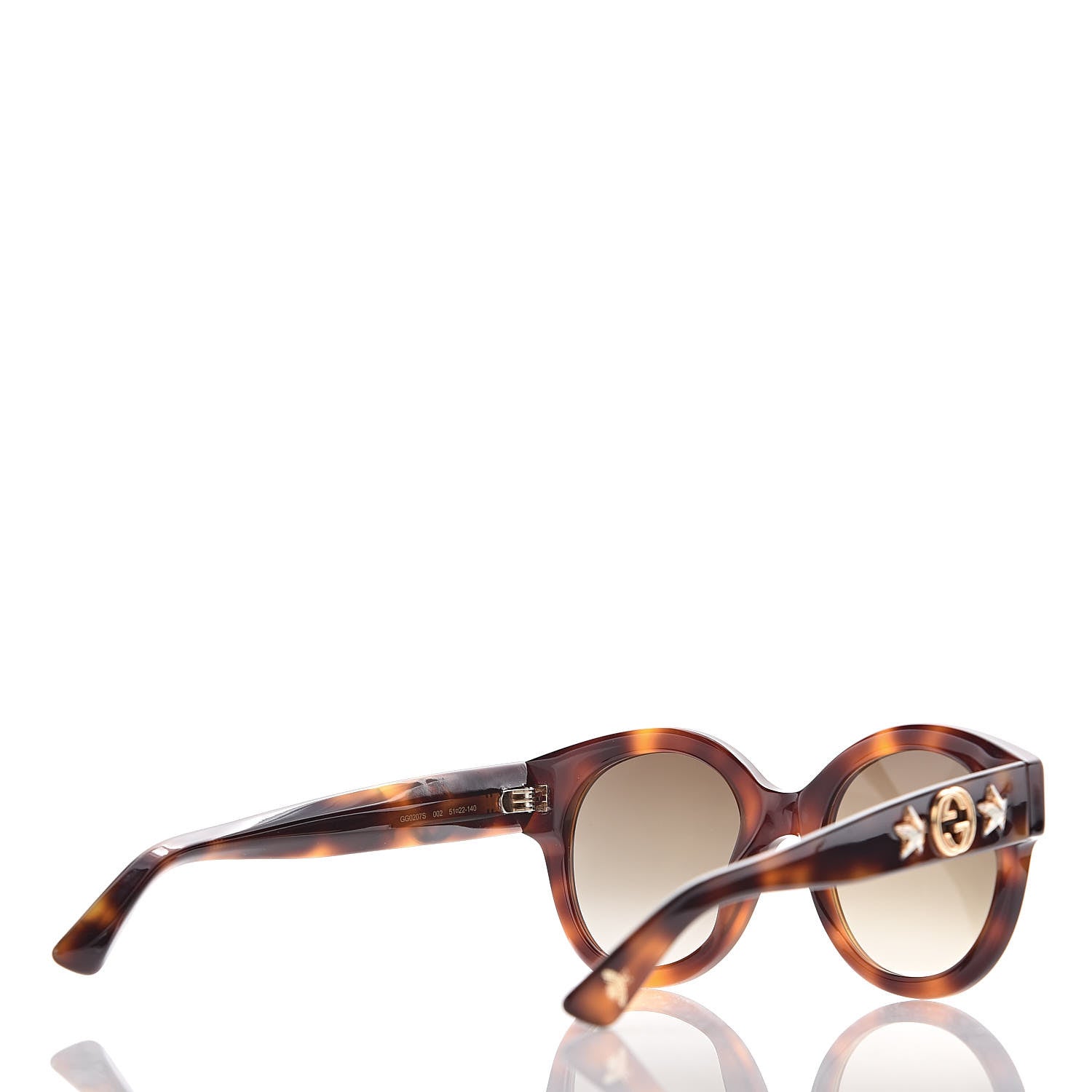 Gucci Round Frame GG Star Sunglasses GG0207S Tortoiseshell 4 of 9