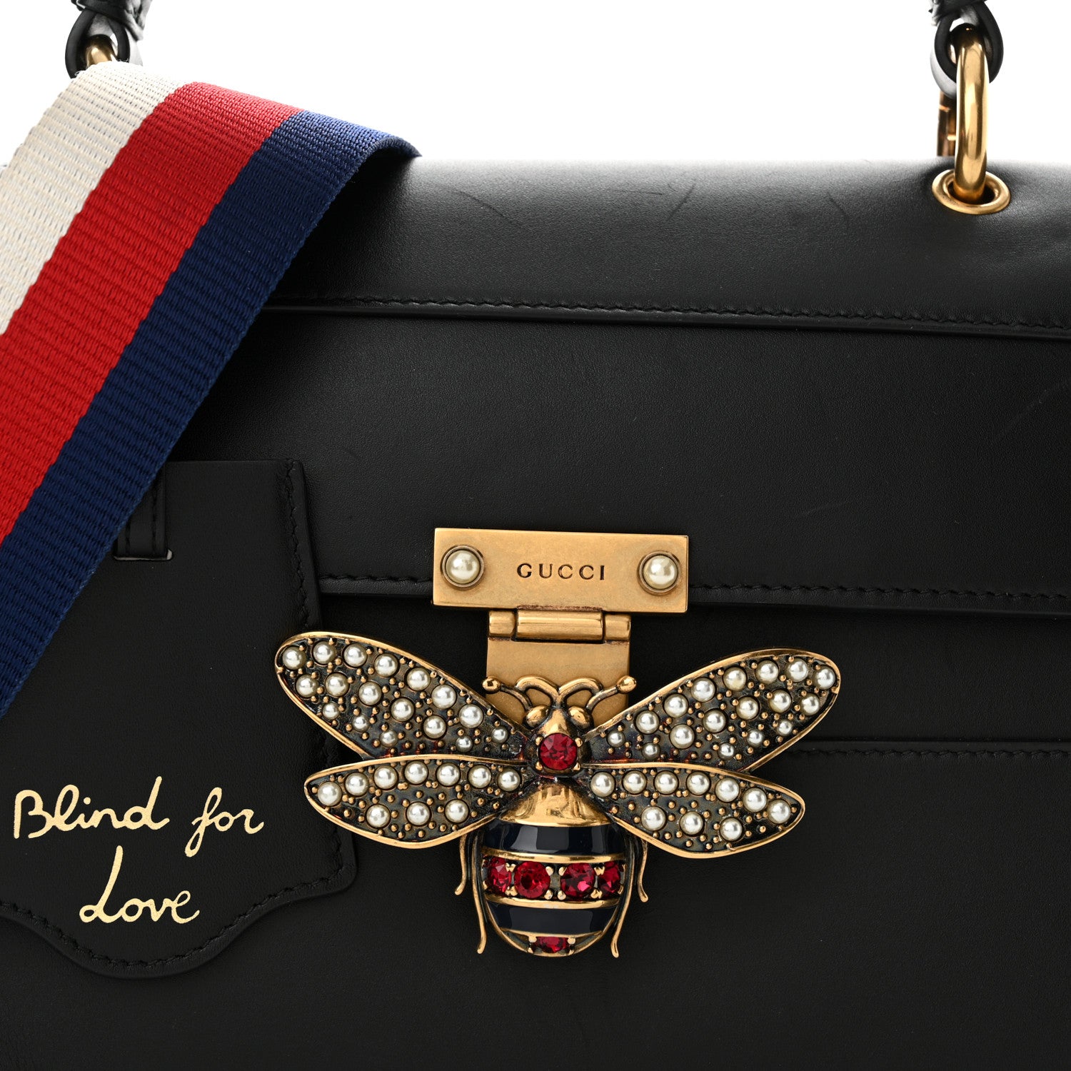 Gucci Calfskin Sylvie Web Small Queen Margaret Top Handle Bag Black 8 of 13