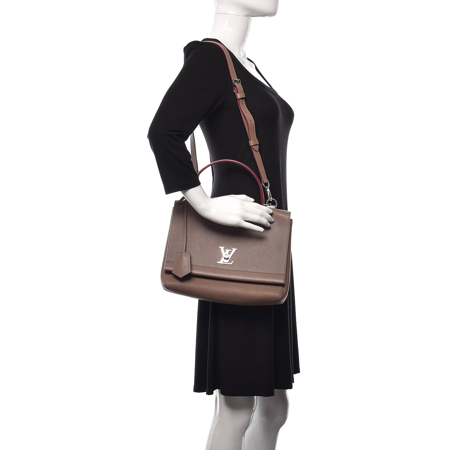 Soft Calfskin Lockme II Top Handle Taupe Glace