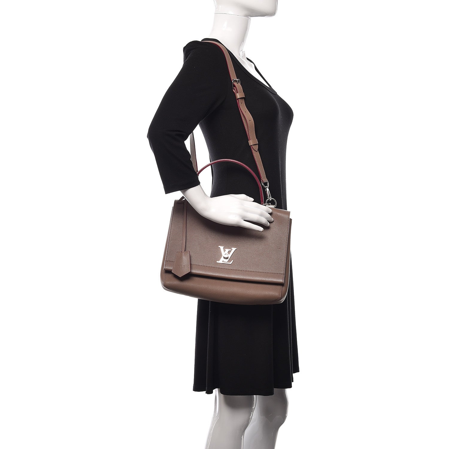 Louis Vuitton Soft Calfskin Lockme II Top Handle Taupe Glace 2 of 11