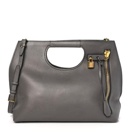 Tom Ford TOM FORD Grained Calfskin Alix Padlock Zip Tote Graphite 1 of 11