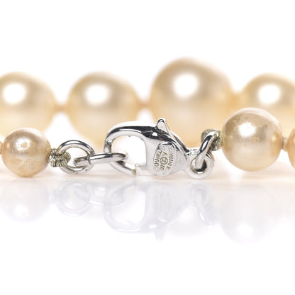 Chanel Graduated Pearl CC Long Necklace Silver 4 of 5