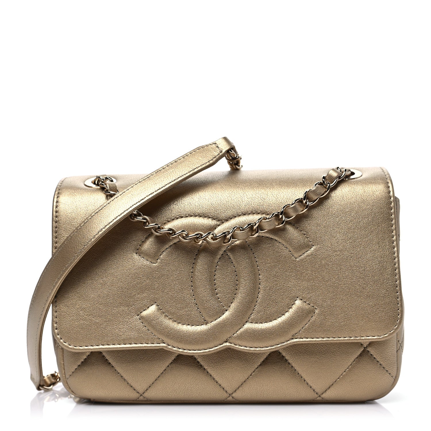Chanel Metallic Lambskin Quilted Timeless CC Flap Gold 1 of 7