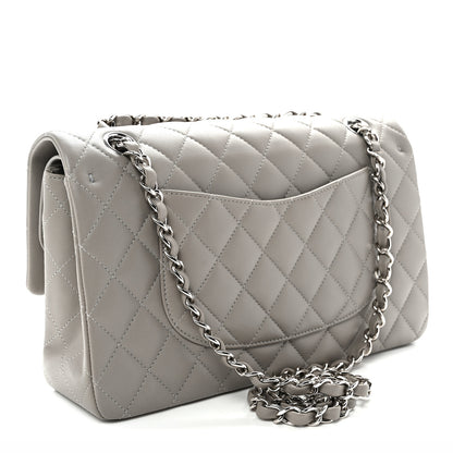 Chanel Lambskin Quilted Medium Double Flap Grey 3 of 10