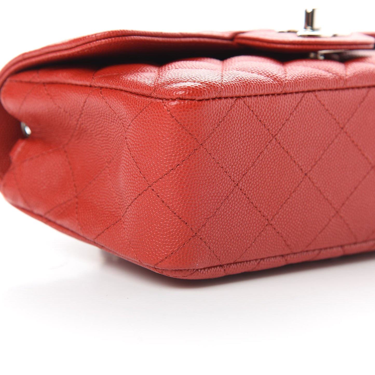 Caviar Quilted Mini Rectangular Flap Red
