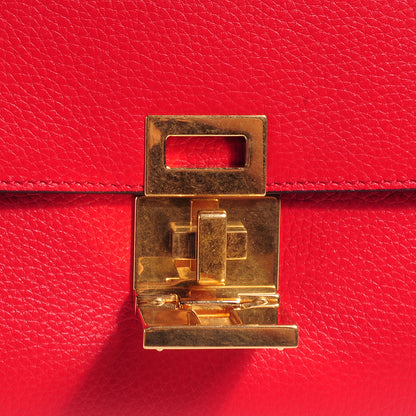 Celine Drummed Leather Suede Small Trapeze Coquelicot 5 of 9