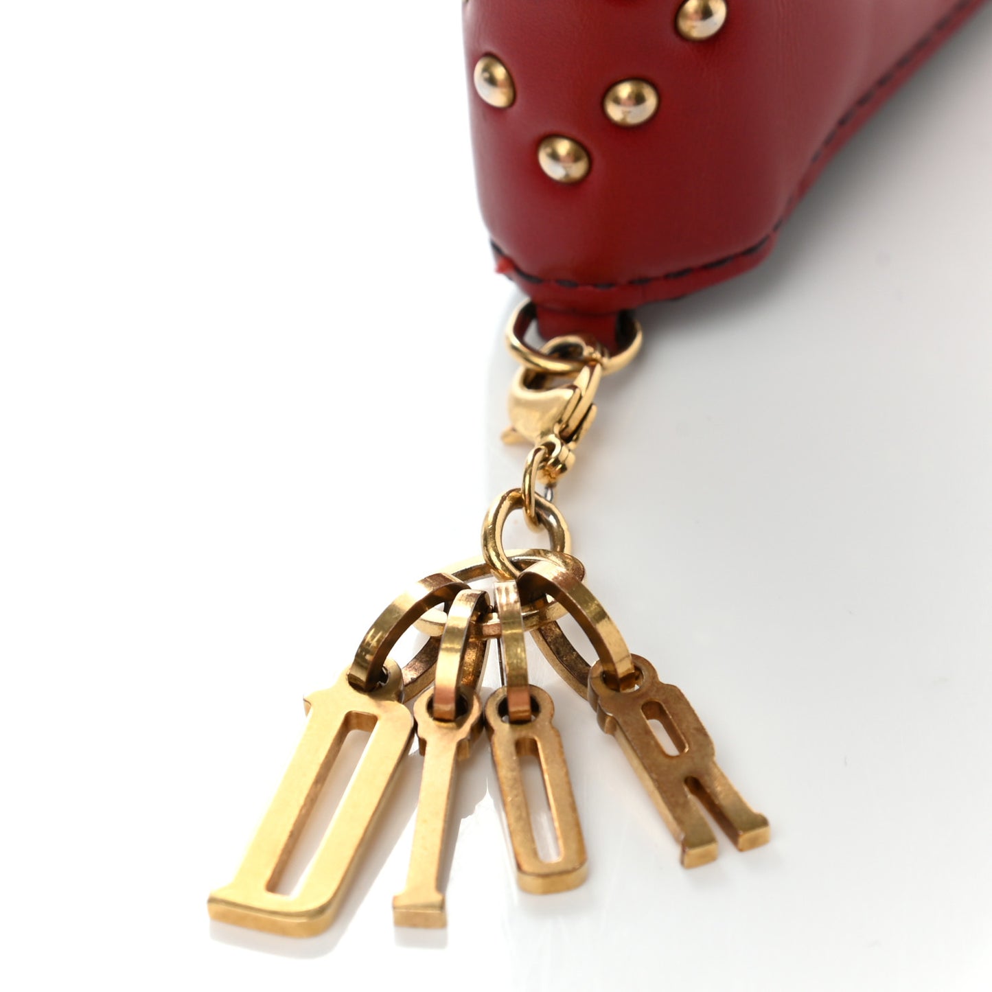 Lambskin Cannage Studded Lady Dior Card Holder Deep Red