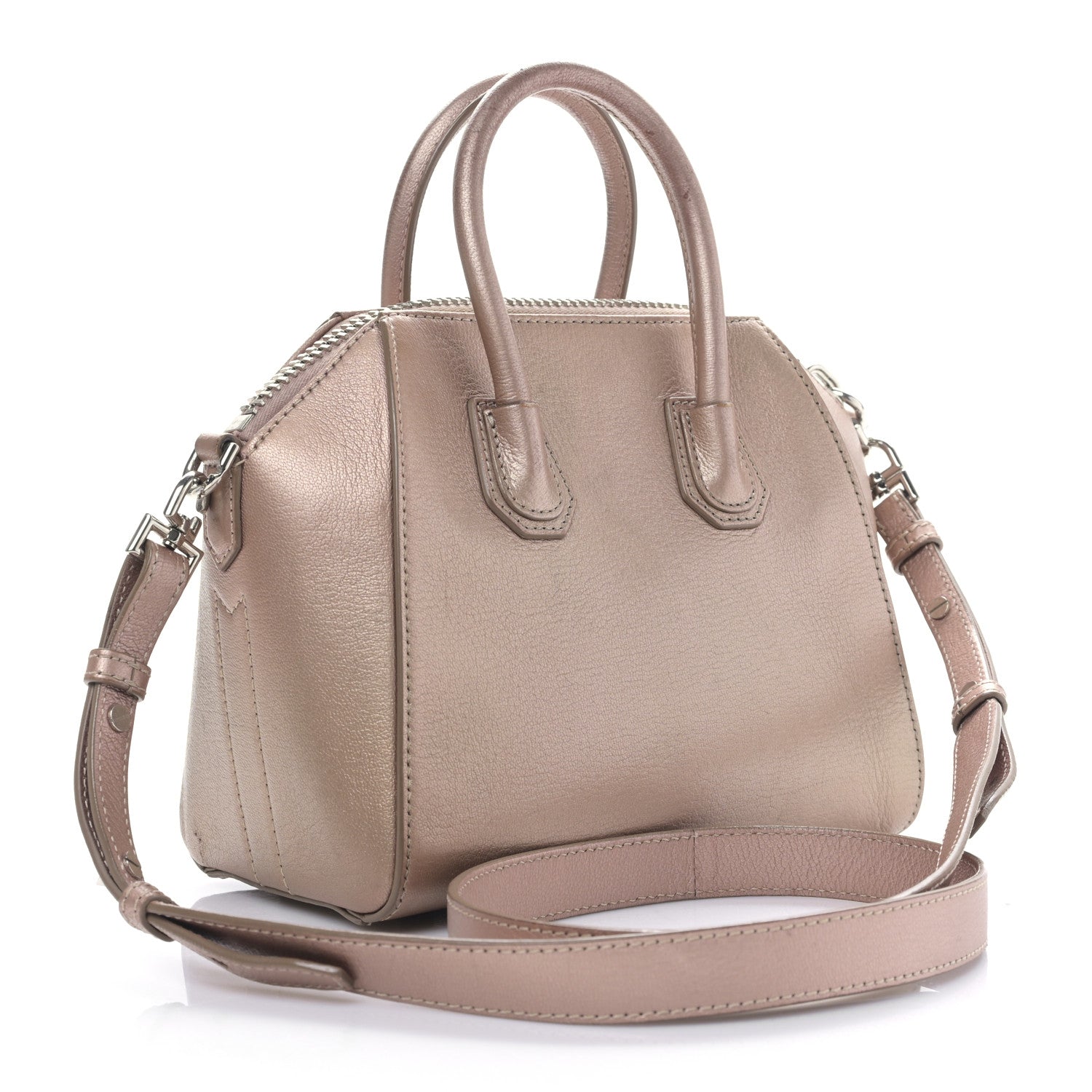 Givenchy Metallic Sugar Goatskin Mini Antigona Light Pink 3 of 9