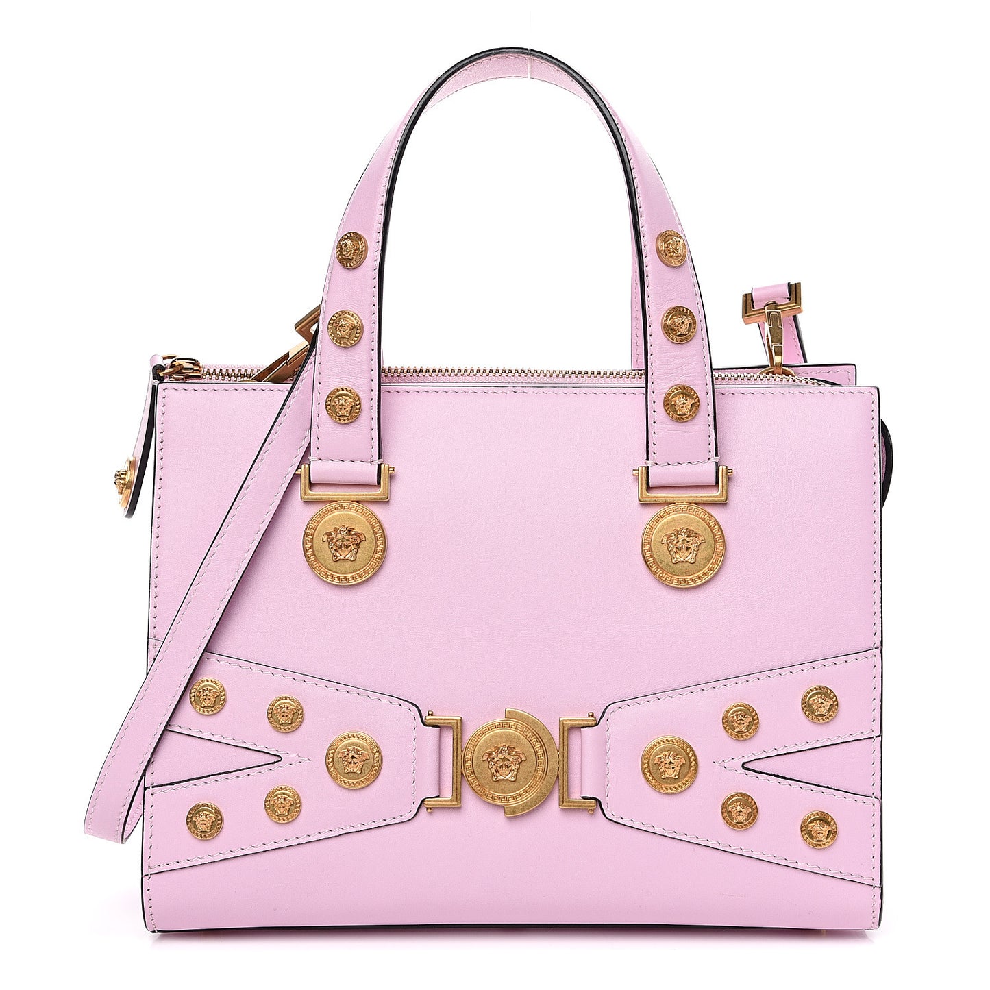 Calfskin Medusa Stud Tribute Tote Pink