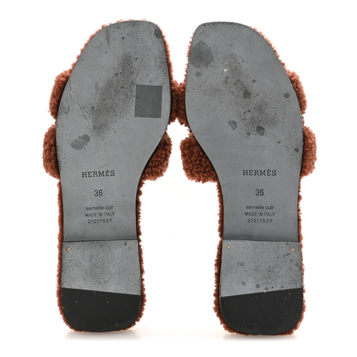 Hermes Woolskin Oran Sandals 36 Cognac 6 of 8