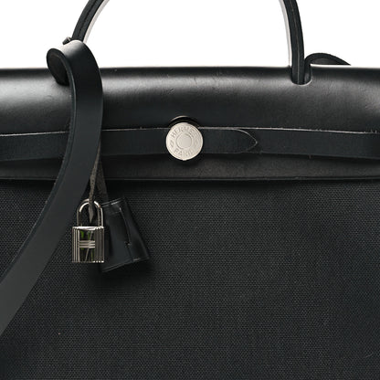 Hermes Military Toile Vache Hunter Herbag Zip Retourne 31 PM Black 9 of 11