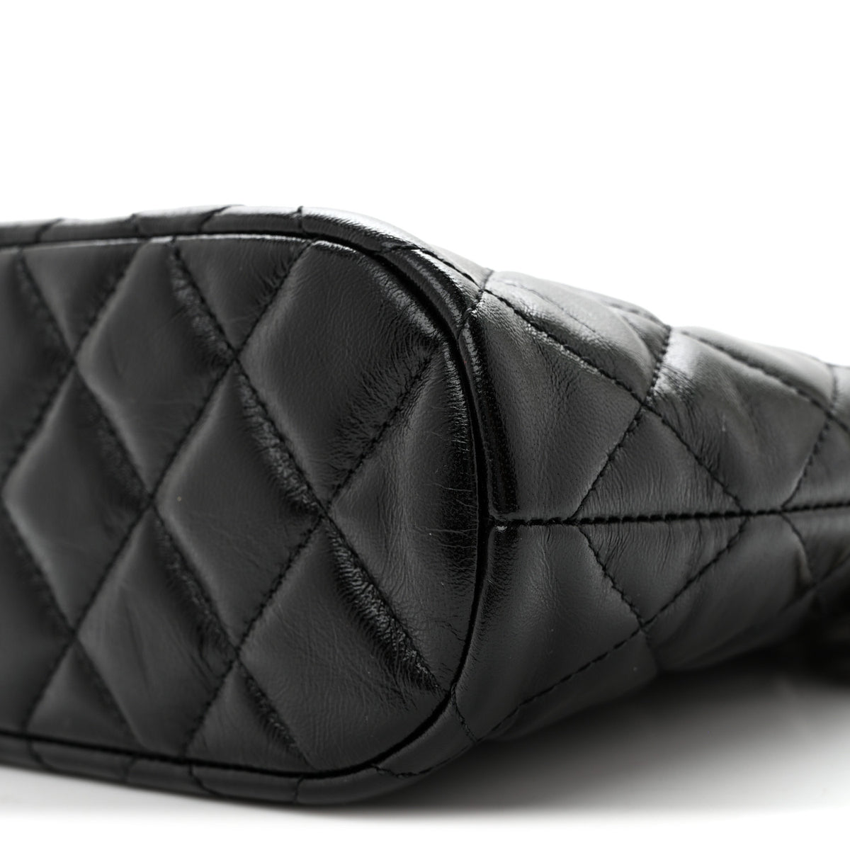 Shiny Lambskin Quilted Shiny Coco Small Shopping Bag  Black