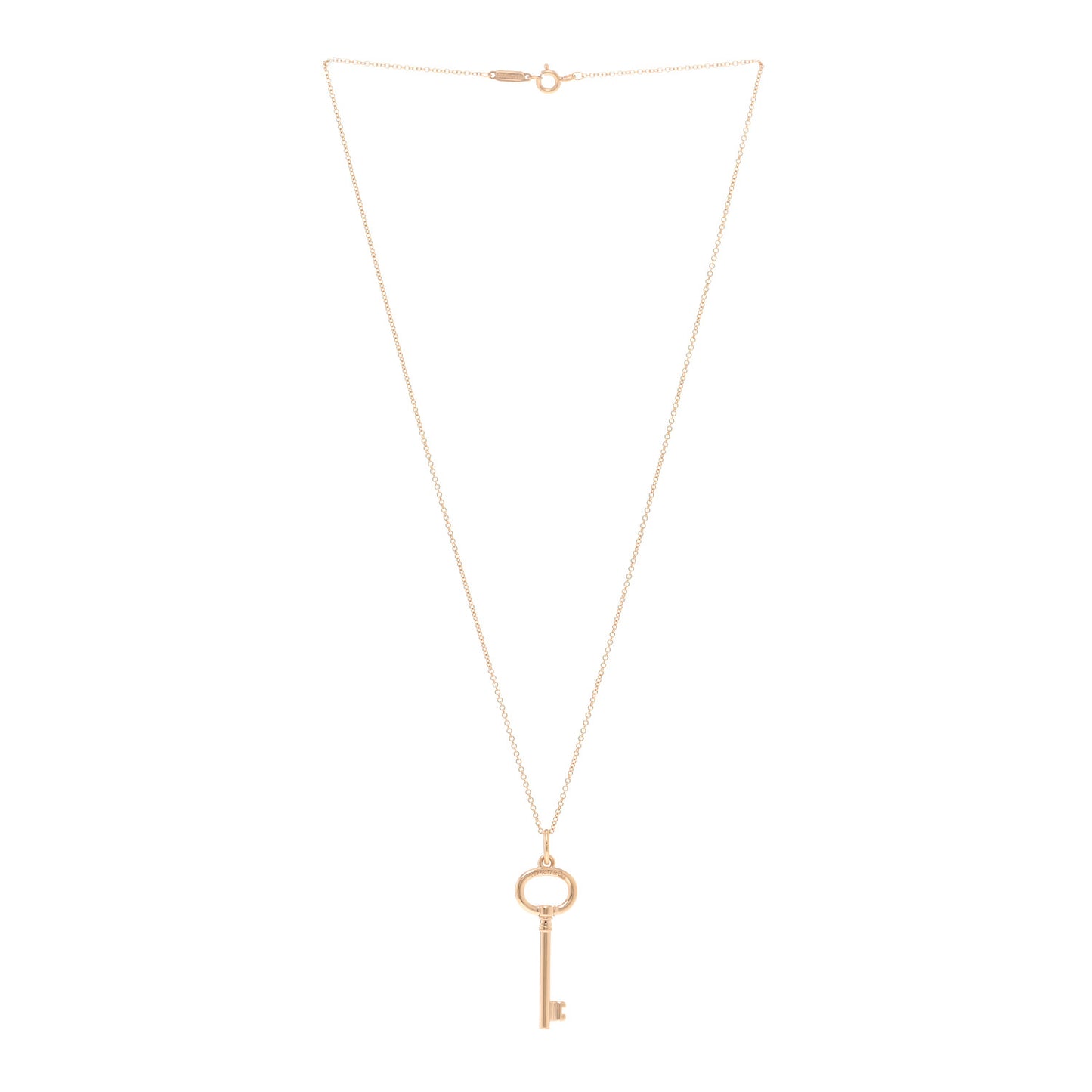 18K Rose Gold Small Oval Key Pendant Necklace