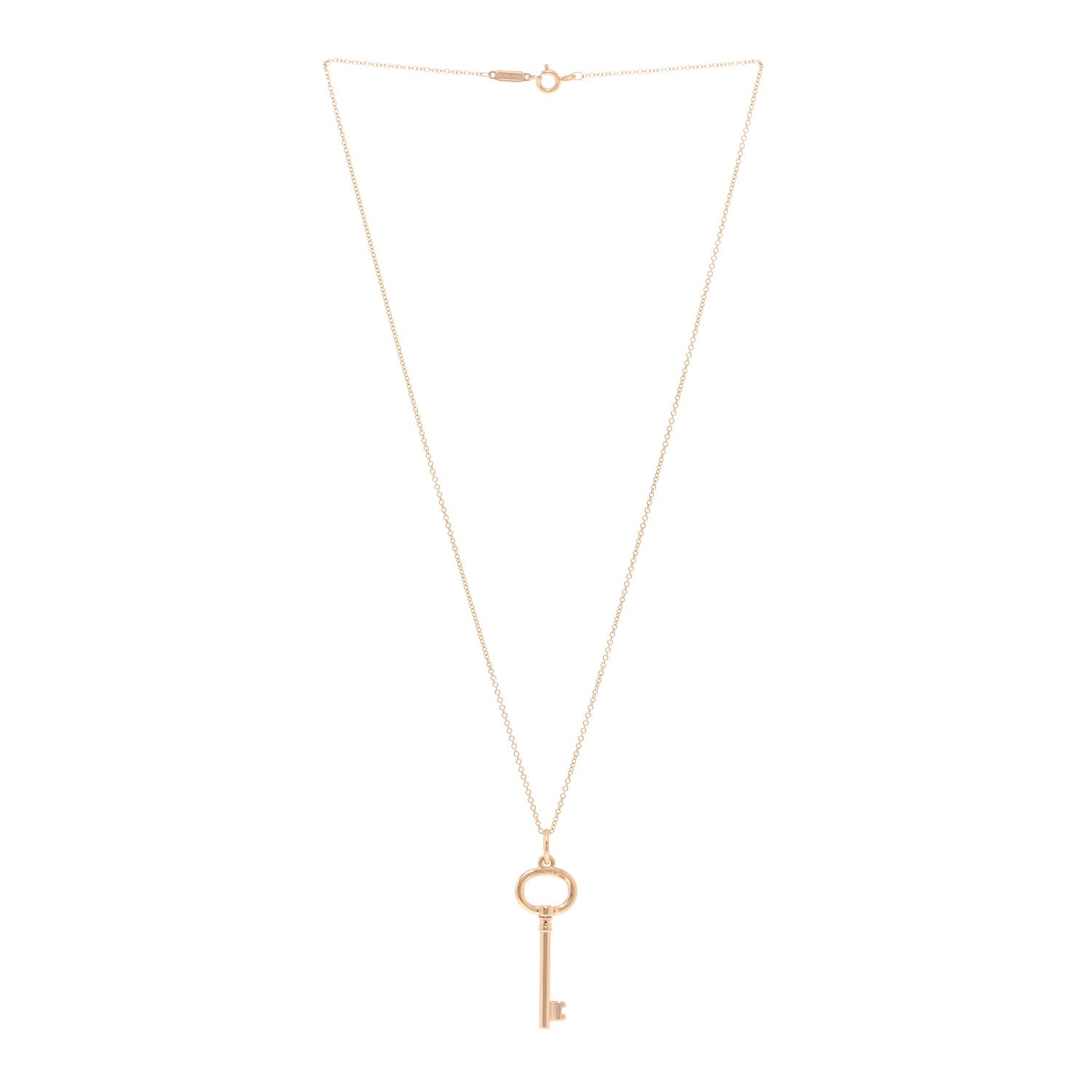 Tiffany 18K Rose Gold Small Oval Key Pendant Necklace 3 of 4