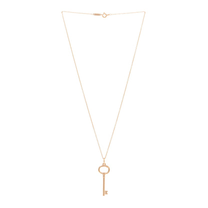 Tiffany 18K Rose Gold Small Oval Key Pendant Necklace 3 of 4