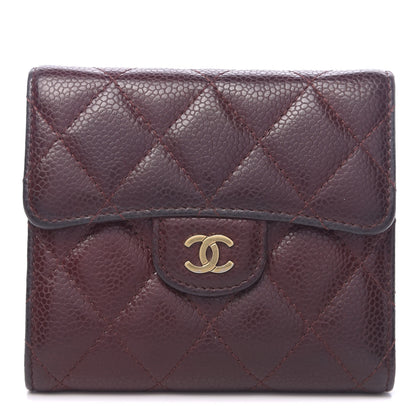 Chanel Caviar Quilted Compact Flap Wallet Burgundy 1 of 12