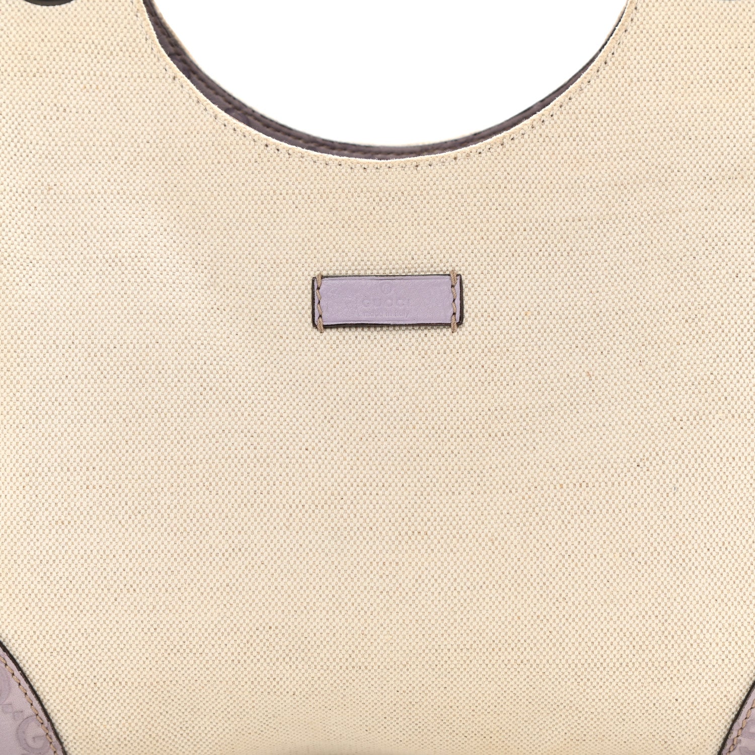 Gucci Canvas Guccissima Wooden Handle Shoulder Bag Beige Purple 8 of 11
