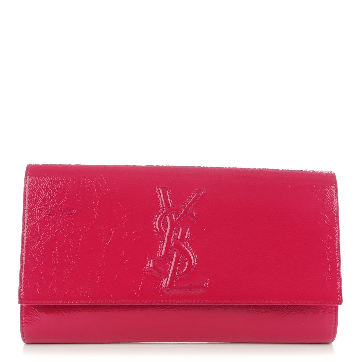 Textured Patent Monogram Large Belle De Jour Clutch Fuchsia