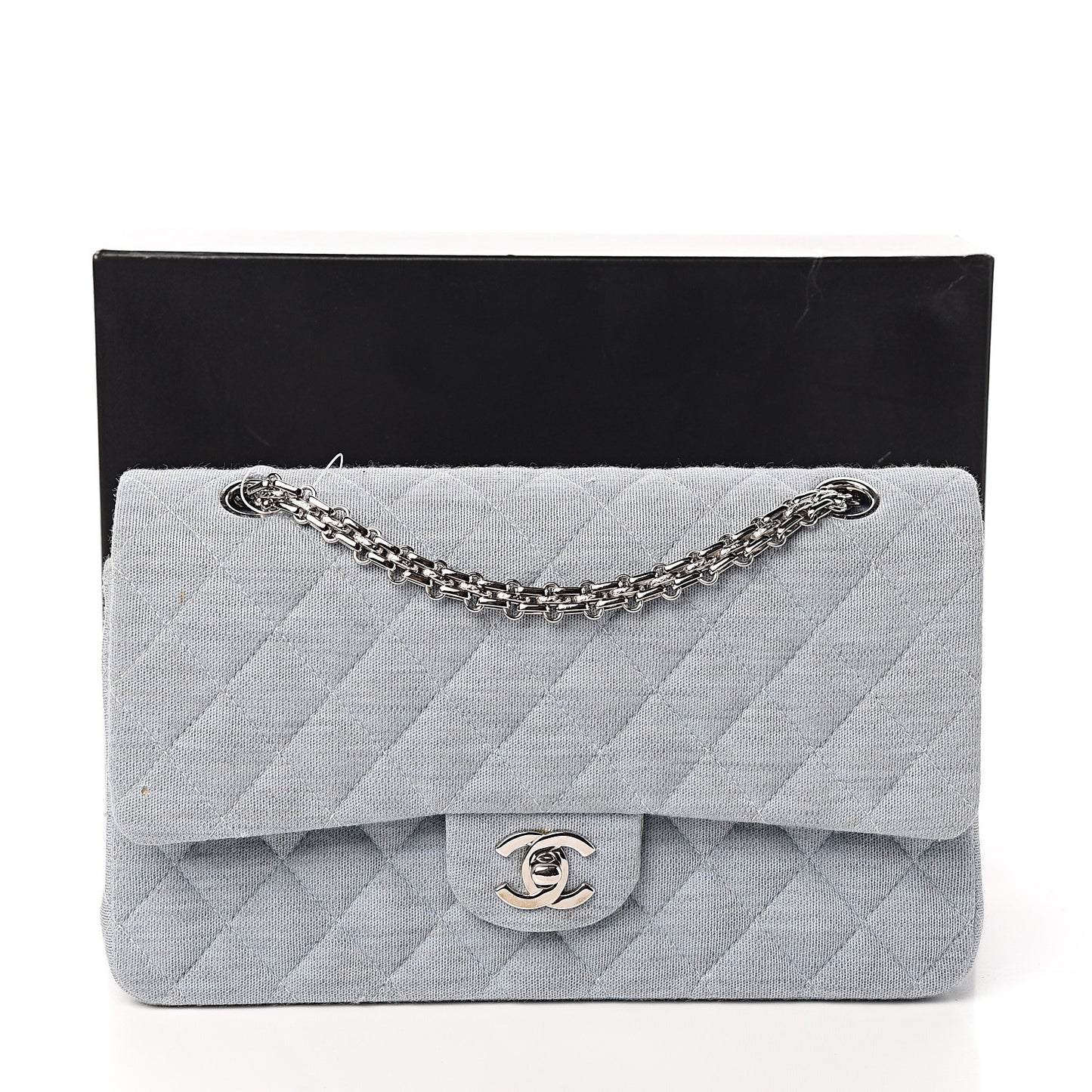 Jersey Quilted Medium Double Flap Light Blue