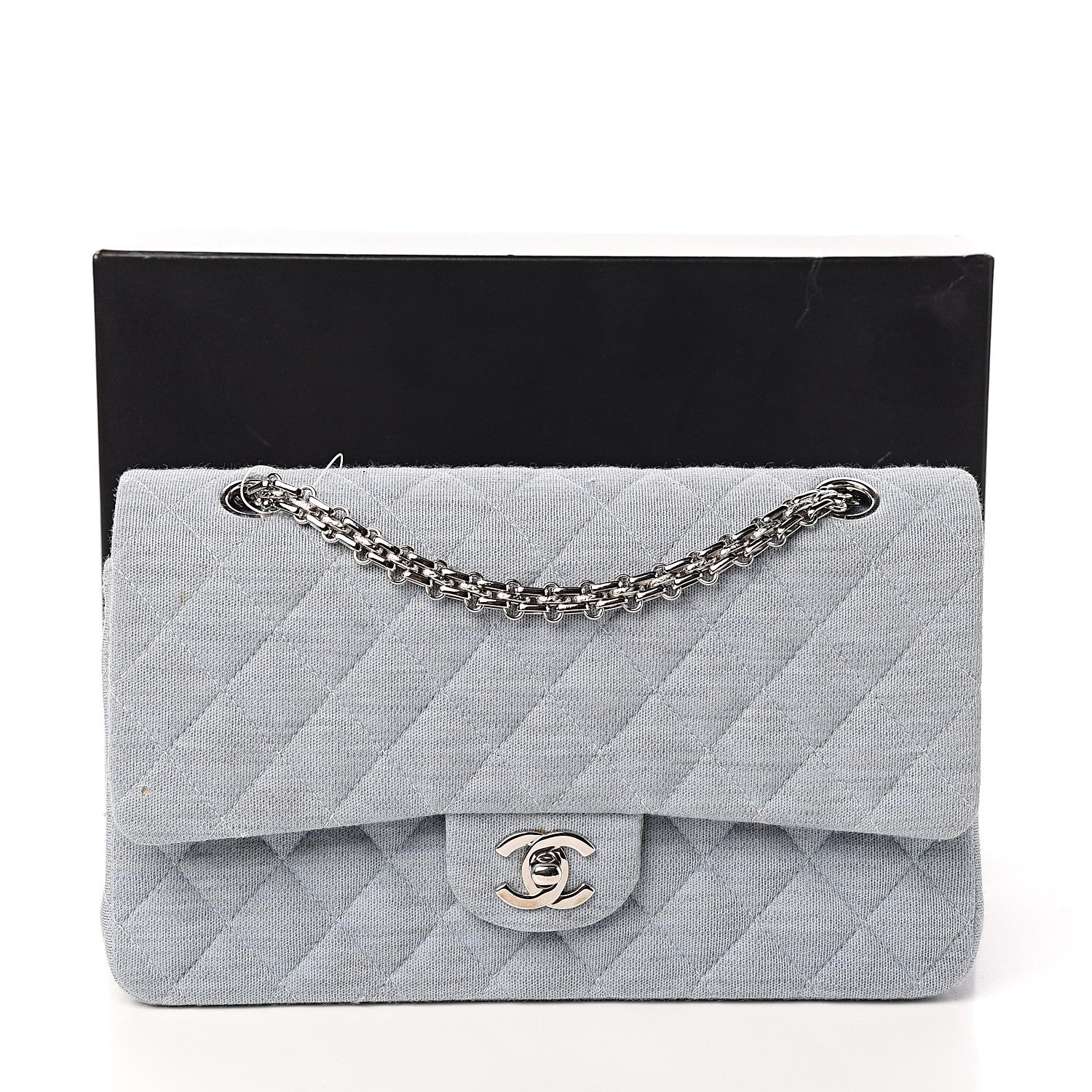 Chanel Jersey Quilted Medium Double Flap Light Blue 10 of 10