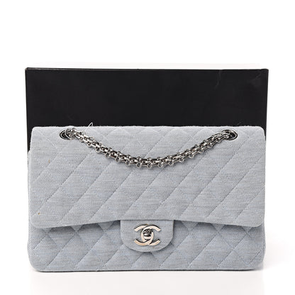 Chanel Jersey Quilted Medium Double Flap Light Blue 10 of 10