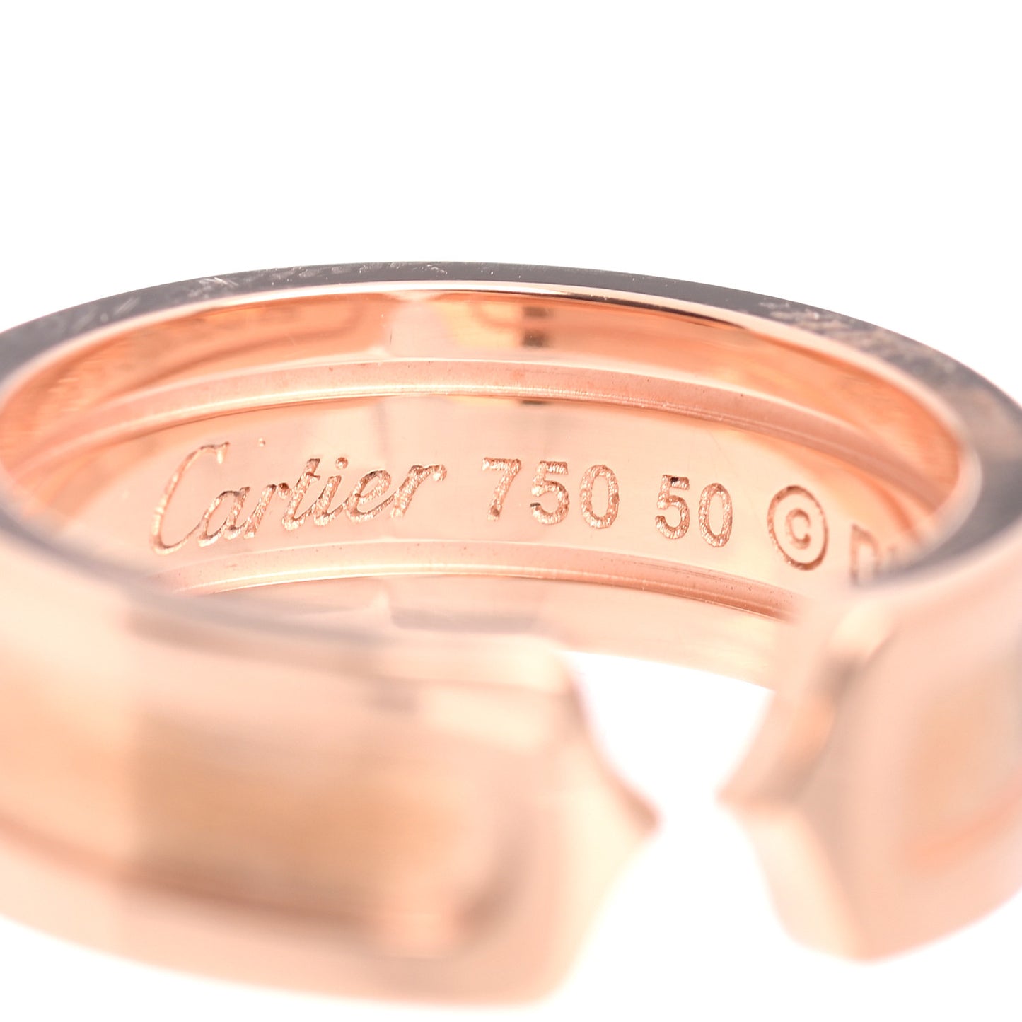 18K Pink Gold 6.5mm C De Cartier Ring 50 5.25