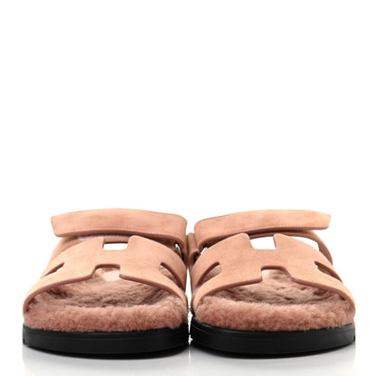 Hermes Suede Goatskin Woolskin Womens Chypre Sandals 36.5 Rose Aube 2 of 8